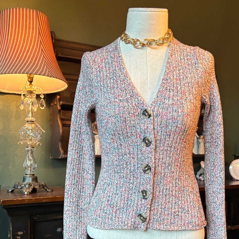 Women's Multicolor Button-Up Sweater